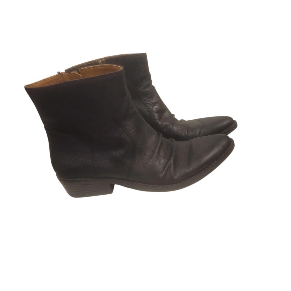 Nine West Vintage Collection black leather ankle‎ boots pointed toe zip side 5.5